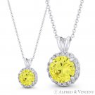 Round Cut Simulated Citrine & Cubic Zirconia Crystal Halo 14k White Gold Pendant Round Cut Simulated Citrine & Cubic Zirconia Crystal Halo 14k White Gold Pendant