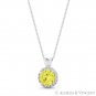 Round Cut Simulated Citrine & Cubic Zirconia Crystal Halo 14k White Gold Pendant