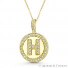 Initial Letter "H" Halo CZ Crystal Pave 14k Yellow Gold 19x13mm Necklace Pendant Initial Letter "H" Halo CZ Crystal Pave 14k Yellow Gold 19x13mm Necklace Pendant