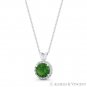 Faux Emerald Green & Clear Round Cut CZ Crystal 12x8mm Pendant in 14k White Gold