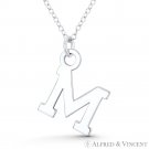 Initial Letter "M" 25x15mm (1in x 0.6in) Charm Pendant in .925 Sterling Silver Initial Letter "M" 25x15mm (1in x 0.6in) Charm Pendant in .925 Sterling Silver