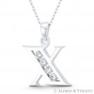 Initial Letter "X" 25x20mm (1x0.8in) Charm CZ Pendant in .925 Sterling Silver Initial Letter "X" 25x20mm (1x0.8in) Charm CZ Pendant in .925 Sterling Silver