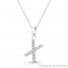 Initial Letter X Cubic Zirconia CZ Crystal Pendant .925 Sterling Silver Necklace Initial Letter X Cubic Zirconia CZ Crystal Pendant .925 Sterling Silver Necklace