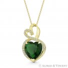 Faux Emerald Green Clear CZ Crystal 14k Yellow Gold 22x13mm Double-Heart Pendant Faux Emerald Green Clear CZ Crystal 14k Yellow Gold 22x13mm Double-Heart Pendant