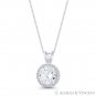 Round Brilliant Cut Clear CZ Crystal 14mmx9mm Fashion Pendant in 14k White Gold