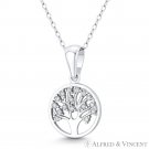 Tree-of-Life Knowledge Etz Chaim CZ Crystal 24x14mm .925 Sterling Silver Pendant