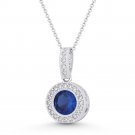 Faux Sapphire Blue & Clear Round Cut CZ Crystal 16x9mm Pendant in 14k White Gold Faux Sapphire Blue & Clear Round Cut CZ Crystal 16x9mm Pendant in 14k White Gold