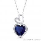 Faux Sapphire Blue Clear CZ Crystal 14k White Gold 22x13mm Double-Heart Pendant Faux Sapphire Blue Clear CZ Crystal 14k White Gold 22x13mm Double-Heart Pendant