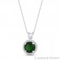Faux Emerald Green & Clear Round Cut CZ Crystal 14x9mm Pendant in 14k White Gold