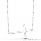 Plain Sideways Cross Christian Pendant w/ Chain Necklace in .925 Sterling Silver Plain Sideways Cross Christian Pendant w/ Chain Necklace in .925 Sterling Silver