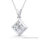 Princess Cut CZ Crystal Invisible Set Cluster 19x12mm Pendant in 14k White Gold Princess Cut CZ Crystal Invisible Set Cluster 19x12mm Pendant in 14k White Gold