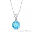 Faux Blue Topaz & Clear Round Cut CZ Crystal 15mmx8mm Pendant in 14k White Gold Faux Blue Topaz & Clear Round Cut CZ Crystal 15mmx8mm Pendant in 14k White Gold