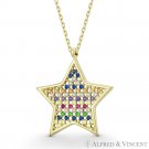 5-Point Star Celestial Charm Cubic Zirconia 925 Sterling Silver Necklace Pendant