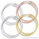 41mm x 2mm (1.6"x0.08") .925 Sterling Silver Diamond-Cut Pave Tube Hoop Earrings 41mm x 2mm (1.6"x0.08") .925 Sterling Silver Diamond-Cut Pave Tube Hoop Earrings