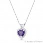 Heart Love Charm Simulated Amethyst Cubic Zirconia CZ Pendant in 14k White Gold
