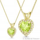 Heart Love Charm Faux Peridot Green CZ Crystal 13x9mm Pendant in 14k Yellow Gold Heart Love Charm Faux Peridot Green CZ Crystal 13x9mm Pendant in 14k Yellow Gold