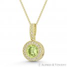Round Cut Simulated Peridot Cubic Zirconia Crystal Halo 14k Yellow Gold Pendant Round Cut Simulated Peridot Cubic Zirconia Crystal Halo 14k Yellow Gold Pendant