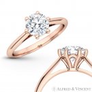 Forever ONE DEF Round Moissanite 6Pr Solitaire Engagement Ring in 14k Rose Gold Forever ONE DEF Round Moissanite 6Pr Solitaire Engagement Ring in 14k Rose Gold