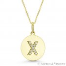 Initial Letter X CZ Crystal 14k Yellow Gold 18x12mm Round Disc Necklace Pendant Initial Letter X CZ Crystal 14k Yellow Gold 18x12mm Round Disc Necklace Pendant