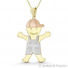 It's A Baby Boy! 34x22mm Celebration Pendant Tri-Tone 14k Rose White Yellow Gold