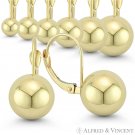 4mm to 10mm Polished Hollow Ball Bead Leverback Drop Earrings in 14k Yellow Gold