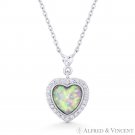 Pink Lab-Created Opal CZ 925 Sterling Silver Heart Pendant Love Charm & Necklace Pink Lab-Created Opal CZ 925 Sterling Silver Heart Pendant Love Charm & Necklace