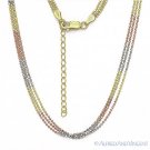 1.2mm Bead Link Multi-Chain .925 Sterling Silver 3-Tone 14k Gold-Plated Necklace 1.2mm Bead Link Multi-Chain .925 Sterling Silver 3-Tone 14k Gold-Plated Necklace