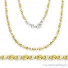 2.5mm Moon Bead Link .925 Sterling Silver 14k Yellow Gold-Plated Chain Necklace