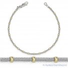 3.1mm Bead 1.8mm Mesh Chain 14k Yellow Gold-Plated .925 Sterling Silver Bracelet