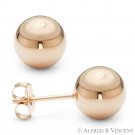 Polished Lightweight Ball 925 Sterling Silver 14k Rose Gold-Plated Stud Earrings Polished Lightweight Ball 925 Sterling Silver 14k Rose Gold-Plated Stud Earrings