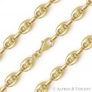 8mm Puff Mariner Gucci Link 925 Sterling Silver 14k Y Gold-Plated Chain Necklace