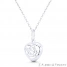 Heart & Winged Cherub Guardian Angel .925 Sterling Silver 3D Reversible Pendant Heart & Winged Cherub Guardian Angel .925 Sterling Silver 3D Reversible Pendant