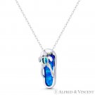 Beach Sandal Flip-Flop Slipper Lab-Created Opal CZ .925 Sterling Silver Pendant Beach Sandal Flip-Flop Slipper Lab-Created Opal CZ .925 Sterling Silver Pendant