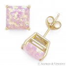 Angel-Skin Pink Square Cabochon Lab-Created Opal 14k Yellow Gold Stud Earrings Angel-Skin Pink Square Cabochon Lab-Created Opal 14k Yellow Gold Stud Earrings