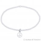 Peace Sign Hippie Movement Charm Ball Bead .925 Sterling Silver Stretch Bracelet Peace Sign Hippie Movement Charm Ball Bead .925 Sterling Silver Stretch Bracelet