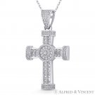Lg. Cross Potent Crucifix Cubic Zirconia CZ .925 Sterling Silver Rhodium Pendant Lg. Cross Potent Crucifix Cubic Zirconia CZ .925 Sterling Silver Rhodium Pendant