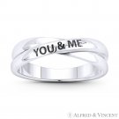You & Me Love Charm Loyalty Promise Band Stackable Ring in .925 Sterling Silver