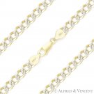 5mm Cuban Curb Pave Link 925 Sterling Silver 14k Yellow Gold-Plated Chain Anklet