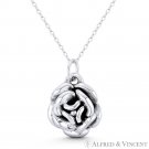 Rose Flower Love & Romance Charm Oxidized 925 Sterling Silver 3D 25x18mm Pendant Rose Flower Love & Romance Charm Oxidized 925 Sterling Silver 3D 25x18mm Pendant