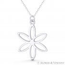 6-Petal LIly Flower Cutout Charm 33x23mm Women's Pendant in .925 Sterling Silver 6-Petal LIly Flower Cutout Charm 33x23mm Women's Pendant in .925 Sterling Silver