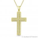 Latin Crucifix Cross Cubic Zirconia .925 Sterling Silver 14k Gold-Plated Pendant