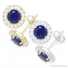 Round Simulated Sapphire Cubic Zirconia Halo .925 Sterling Silver Stud Earrings Round Simulated Sapphire Cubic Zirconia Halo .925 Sterling Silver Stud Earrings