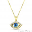 Evil Eye Turkish Nazar Charm .925 Sterling Silver 14k Yellow Gold-Plated Pendant