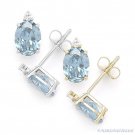Oval & Round Simulated Aquamarine Cubic Zirconia Sterling Silver Stud Earrings Oval & Round Simulated Aquamarine Cubic Zirconia Sterling Silver Stud Earrings