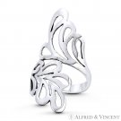 Branch Leaf Design Floraphile Charm .925 Sterling Silver Chunky Bypass Long Ring