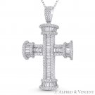 Large St. John's Cross Cubic Zirconia CZ .925 Sterling Silver & Rhodium Pendant Large St. John's Cross Cubic Zirconia CZ .925 Sterling Silver & Rhodium Pendant