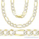 7.8mm Figaro Link 925 Sterling Silver 14k Yellow Gold-Plated Mens Chain Necklace