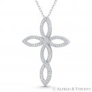 Modern Loop Cross Cubic Zirconia CZ Crystal .925 Sterling Silver Rhodium Pendant Modern Loop Cross Cubic Zirconia CZ Crystal .925 Sterling Silver Rhodium Pendant