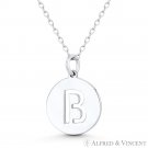 Initial Letter "B" Cutout 20x15mm Round Disc 925 Sterling Silver Charm / Pendant Initial Letter "B" Cutout 20x15mm Round Disc 925 Sterling Silver Charm / Pendant