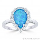 Lab-Created Opal & CZ Crystal Right-Hand Cocktail Ring in .925 Sterling Silver